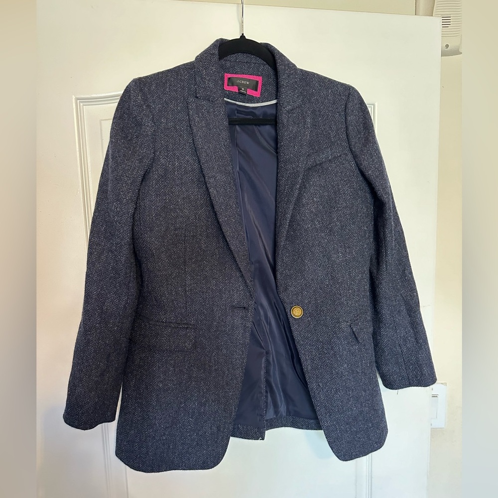 J. Crew women’s blazer, navy blue tweed, size 6